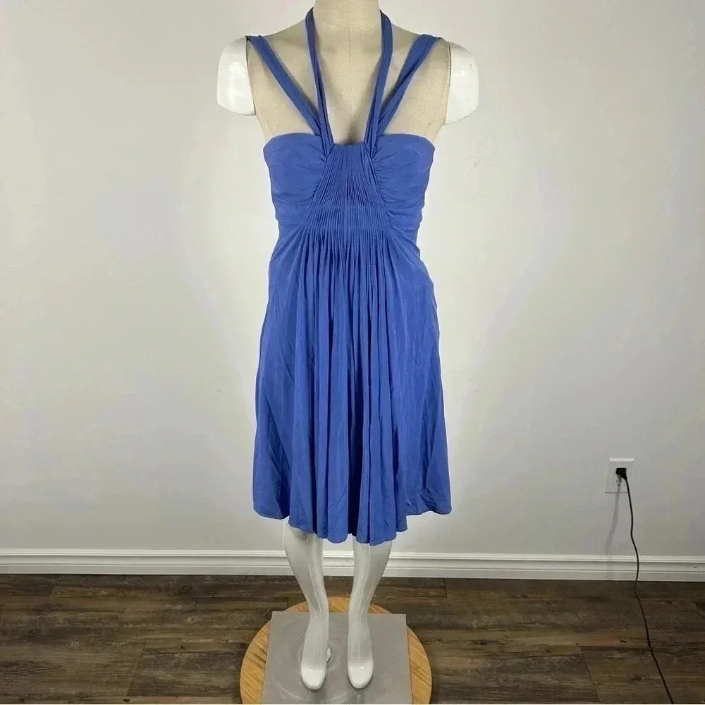 BCBGMaxAzria Periwinkle Blue Strappy Halter Cocktail Dress - XXS